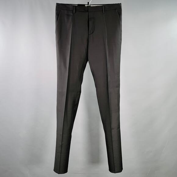 DSQUARED2 Size 34 Black Wool Silk Flat Front Dress Pants - Picture 1 of 8